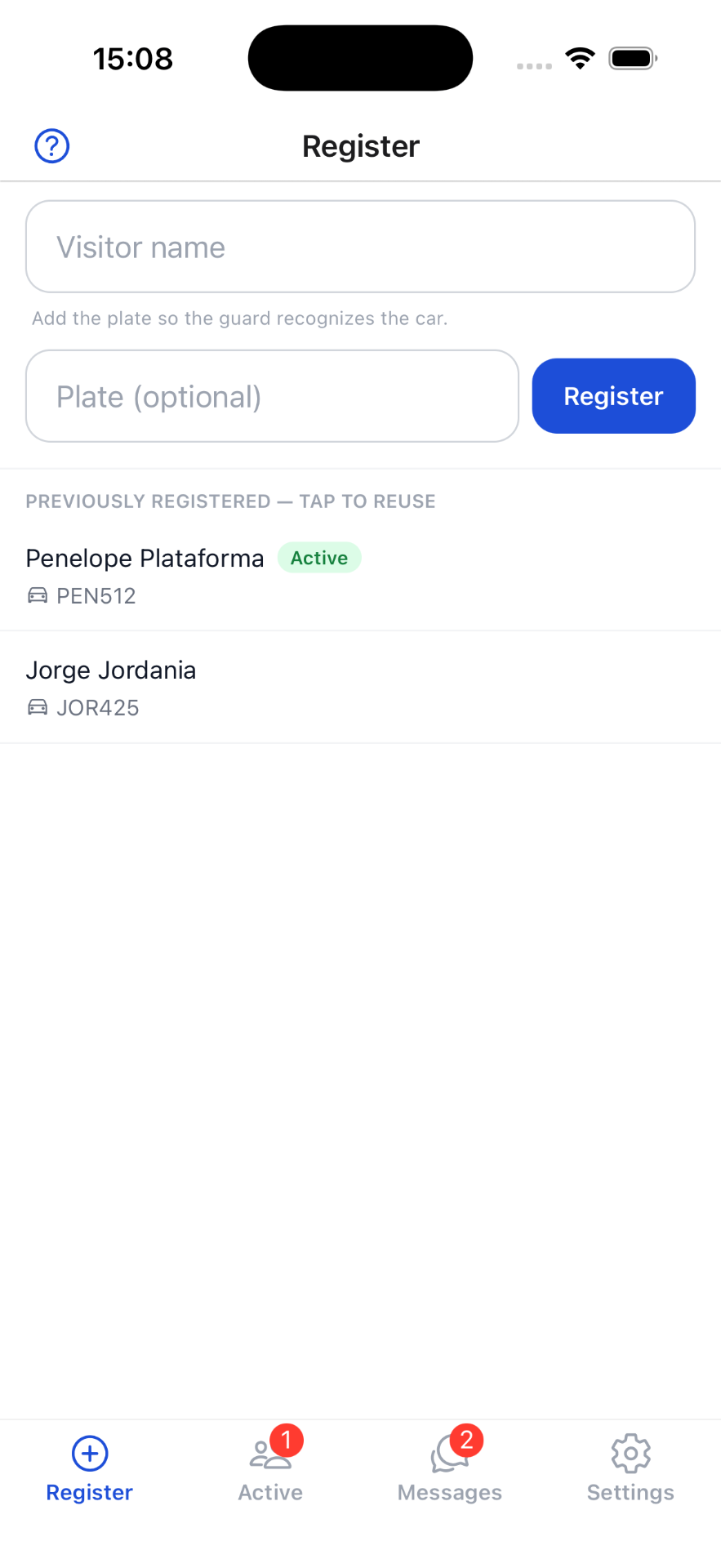 Register a visitor