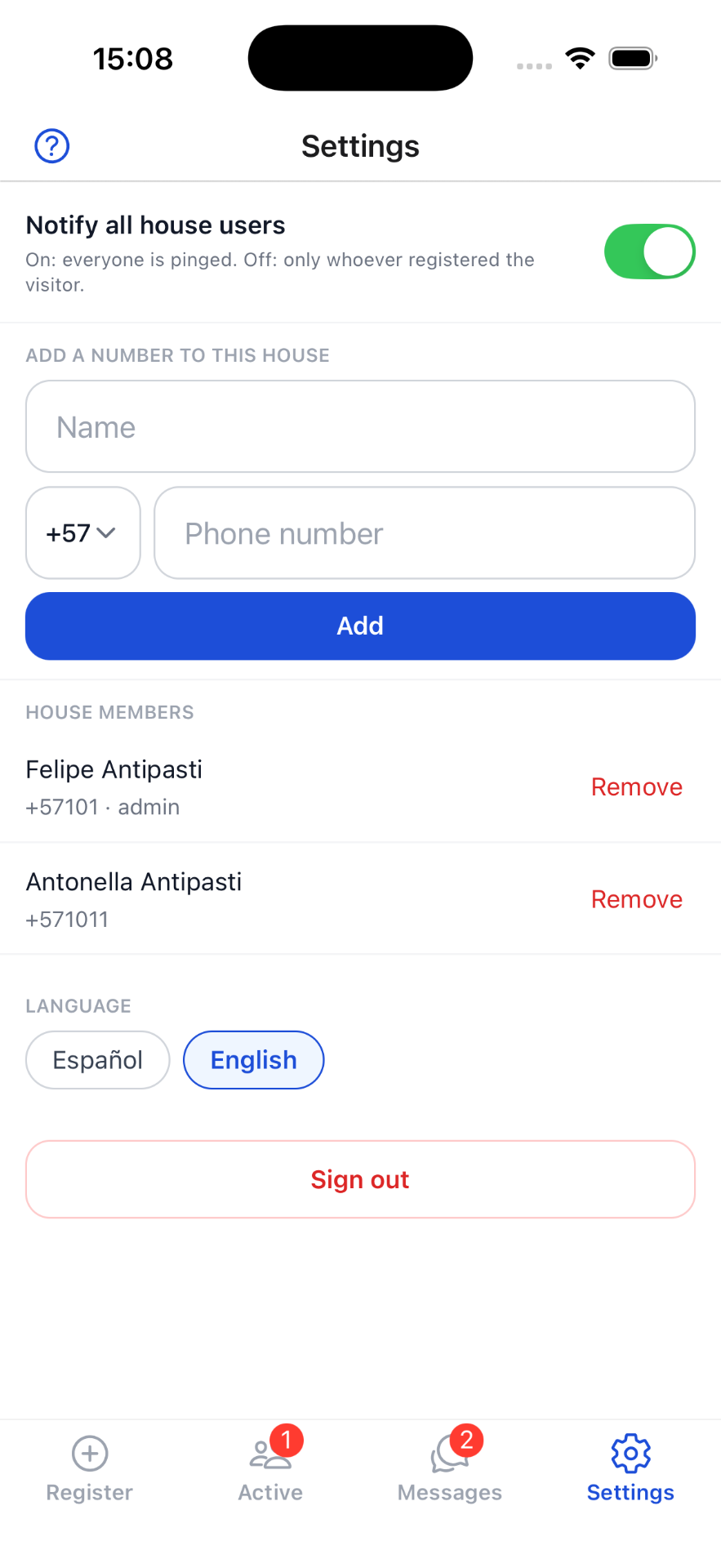 House settings and members